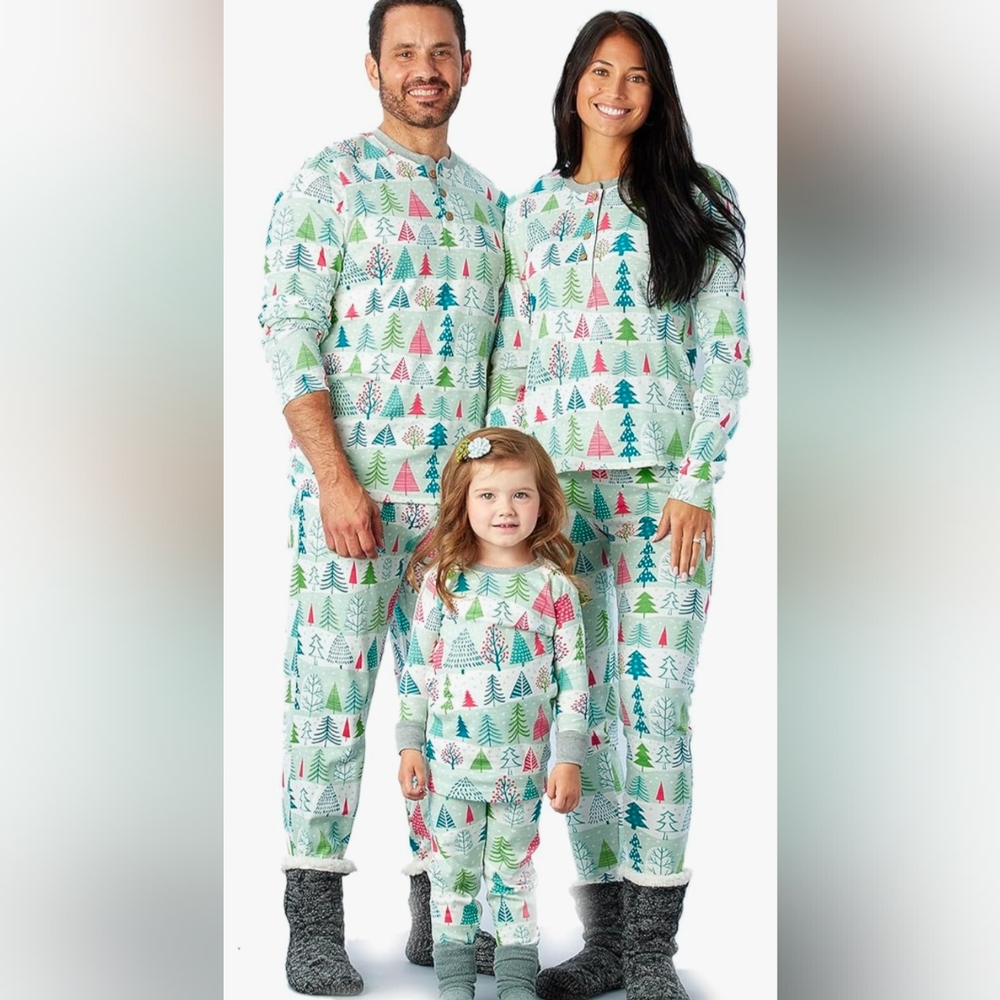 Honest Feelin' Pine Holiday Pajama Set Women's XL Organic Cotton Fam Jams
